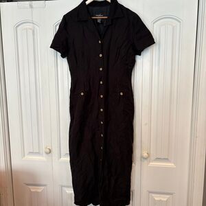 Positive Attitude Black Button Up‎ Front Midi Dress Size 12